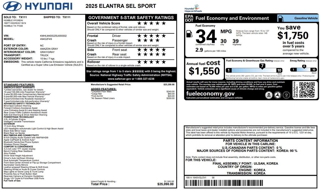 2025 Hyundai Elantra SEL Sport Gray at Community Honda
