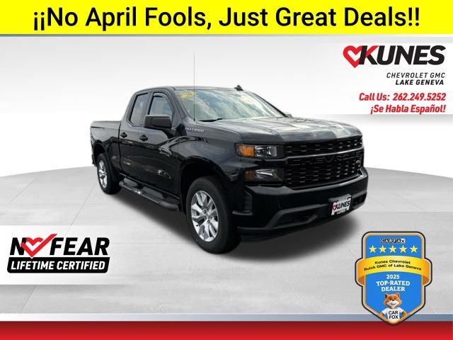 Black 2020 Chevrolet Silverado 1500 Custom Double Cab 4WD Pickup Truck Four-Wheel Drive 8-Speed Automatic