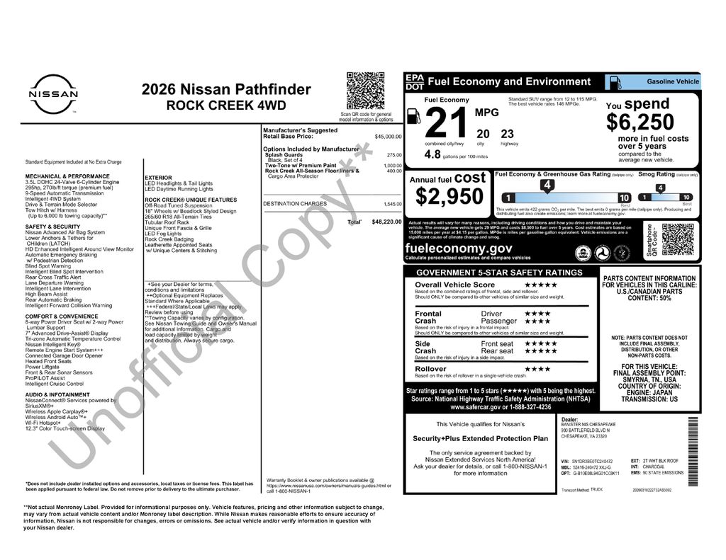 New 2026 White Nissan Rock Creek image 6