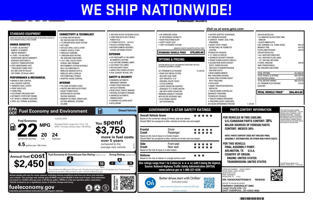 Midnight Pine 2026 GMC Yukon AT4 4WD SUV / Crossover Four-Wheel Drive
