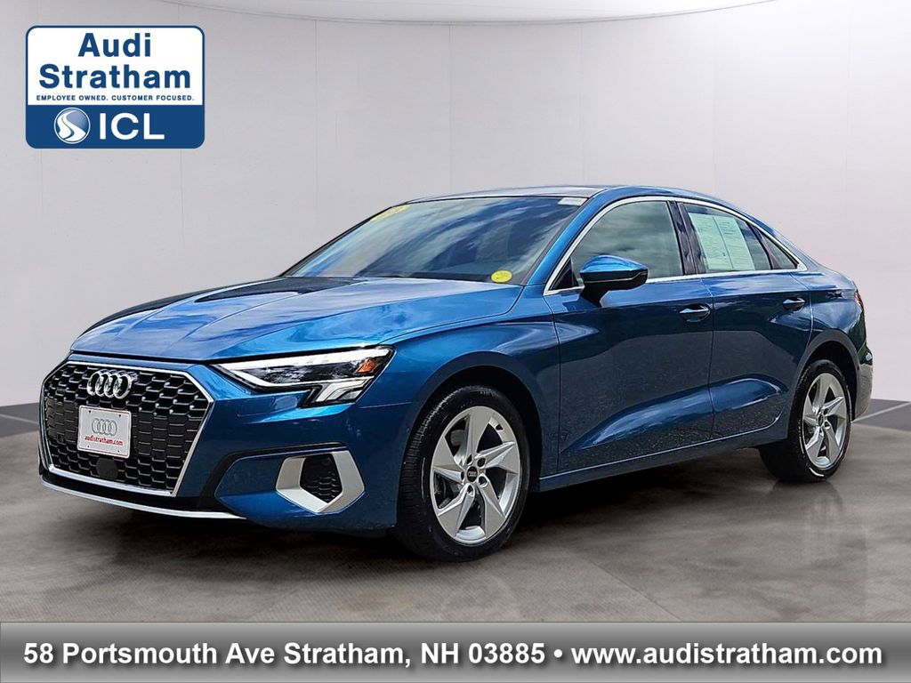 Blue Metallic 2023 Audi A3 40 TFSI quattro Premium AWD Sedan All-Wheel Drive 7-Speed Automatic