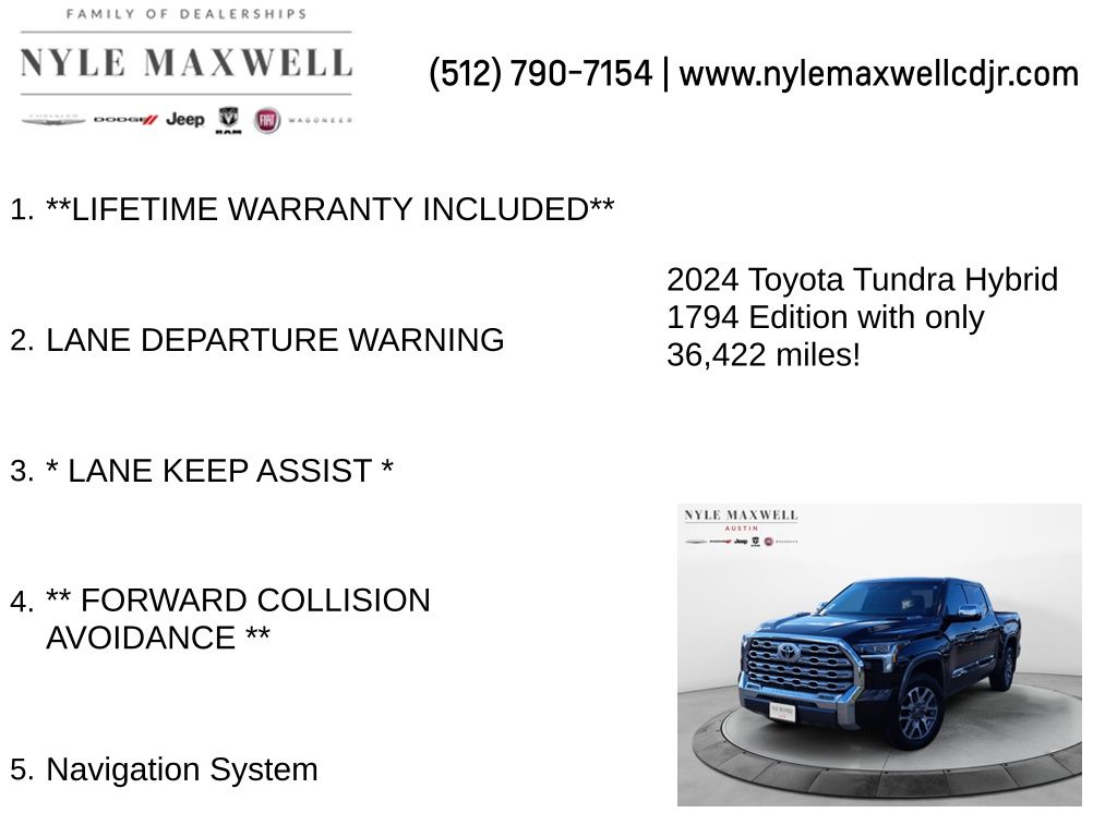 Used Car 2024 Toyota Tundra Hybrid  1794 Edition For Sale Under $60,000 In Austin, Texas