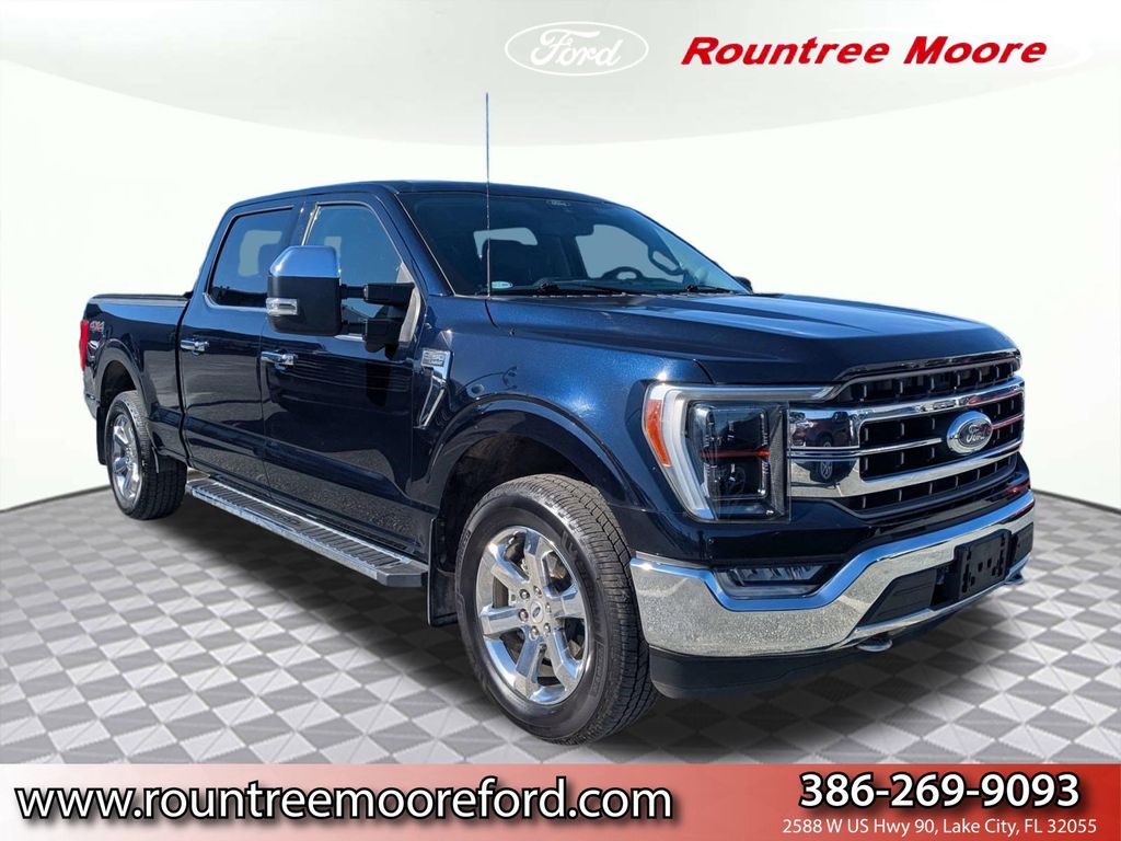Blue 2021 Ford F-150 Lariat SuperCrew 4WD Pickup Truck Four-Wheel Drive Automatic
