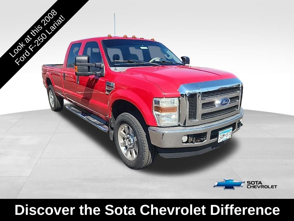 Red Clearcoat 2008 Ford F-250 Super Duty Lariat Crew Cab 4WD Pickup Truck Four-Wheel Drive 5-Speed Automatic Overdrive