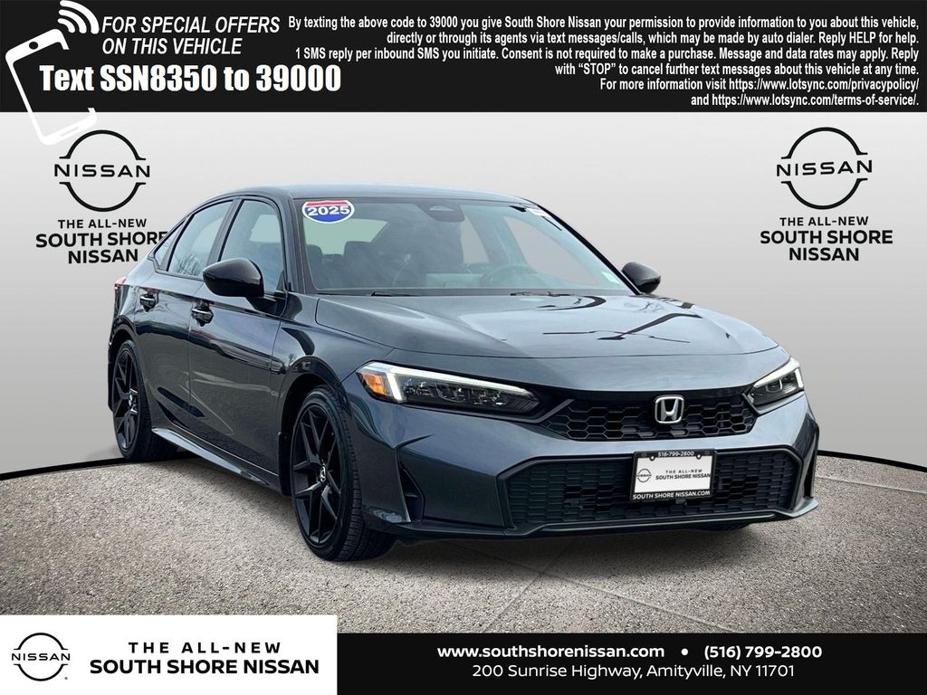 Gray (Modern Steel Metallic) 2025 Honda Civic Sport FWD Sedan Front-Wheel Drive Continuously Variable Transmission