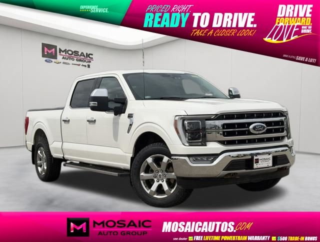 White Metallic 2021 Ford F-150 Lariat SuperCrew 4WD Pickup Truck Four-Wheel Drive Automatic