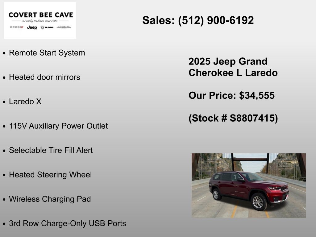 New Car 2025 Jeep Grand Cherokee L  For Sale Under $35,000 In Austin, Texas