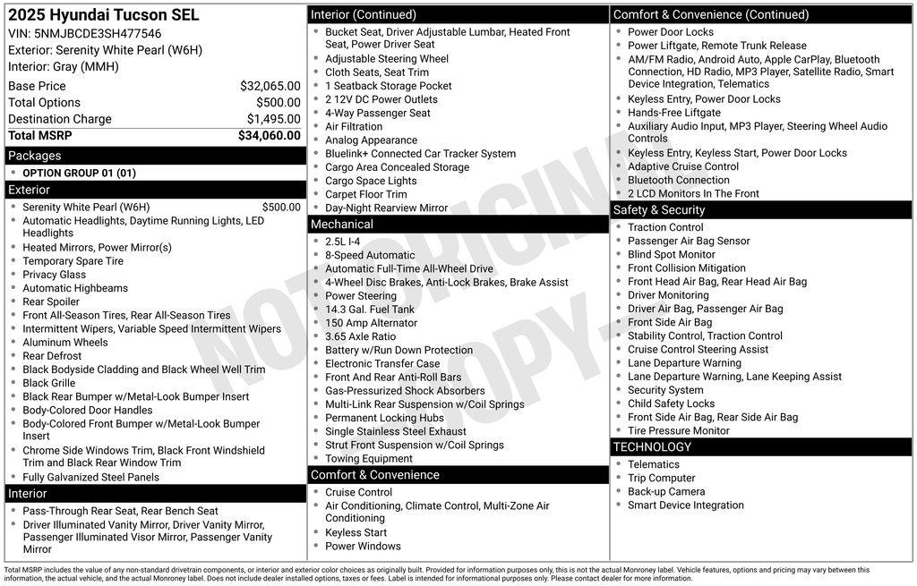 Used 2025 White Hyundai SEL image 2