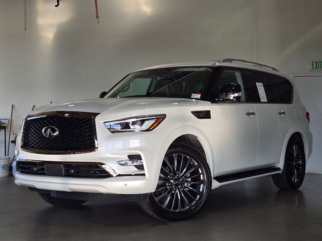 Moonstone White 2023 INFINITI QX80 Luxe 4WD SUV / Crossover All-Wheel Drive 7-Speed Automatic