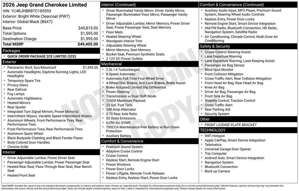 new 2026 Jeep Grand Cherokee car, priced at $39,853