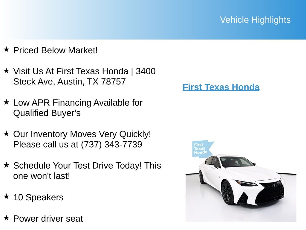 Used Car 2021 Lexus Is  350 F Sport For Sale Under $35,000 In Austin, Texas