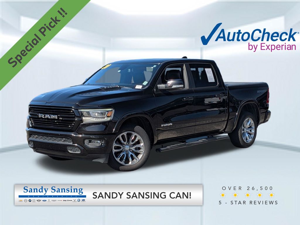 Diamond Black Crystal Pearlcoat 2020 RAM 1500 Laramie Crew Cab RWD Pickup Truck 4X2 8-Speed Automatic