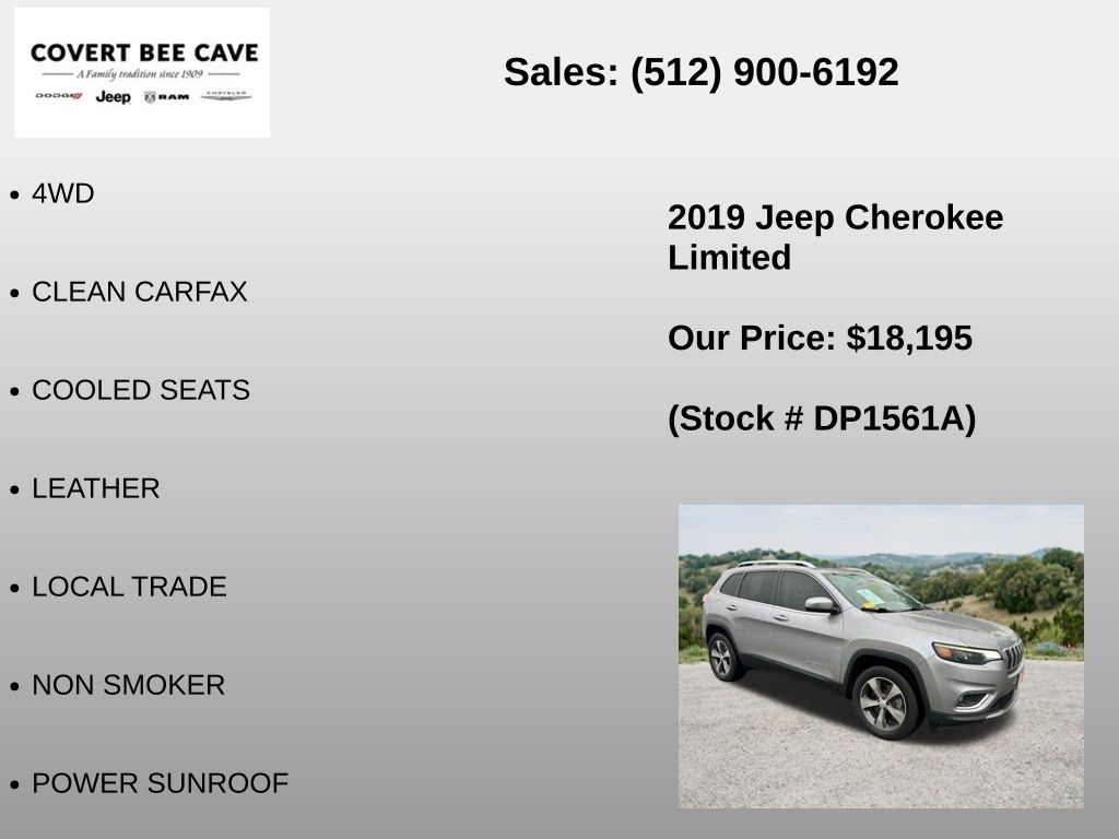 Used Car 2019 Jeep Cherokee  Limited For Sale Under $20,000 In Austin, Texas
