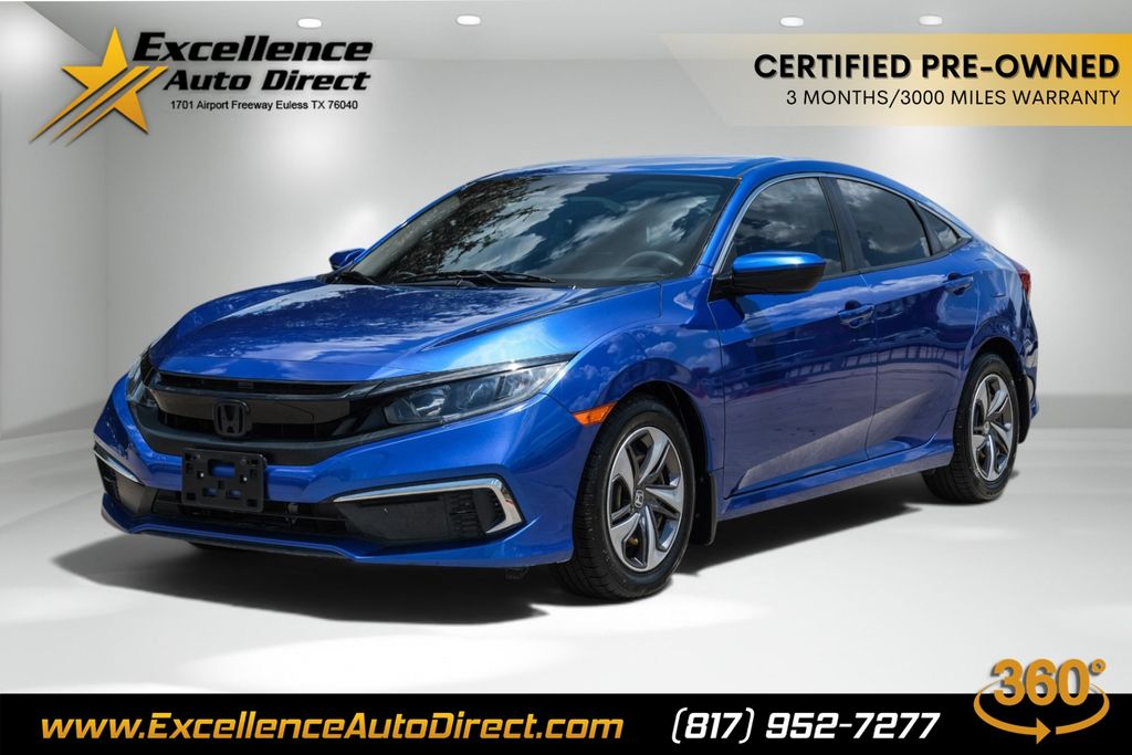Blue 2019 Honda Civic Sedan Front-Wheel Drive Continuously Variable Transmission