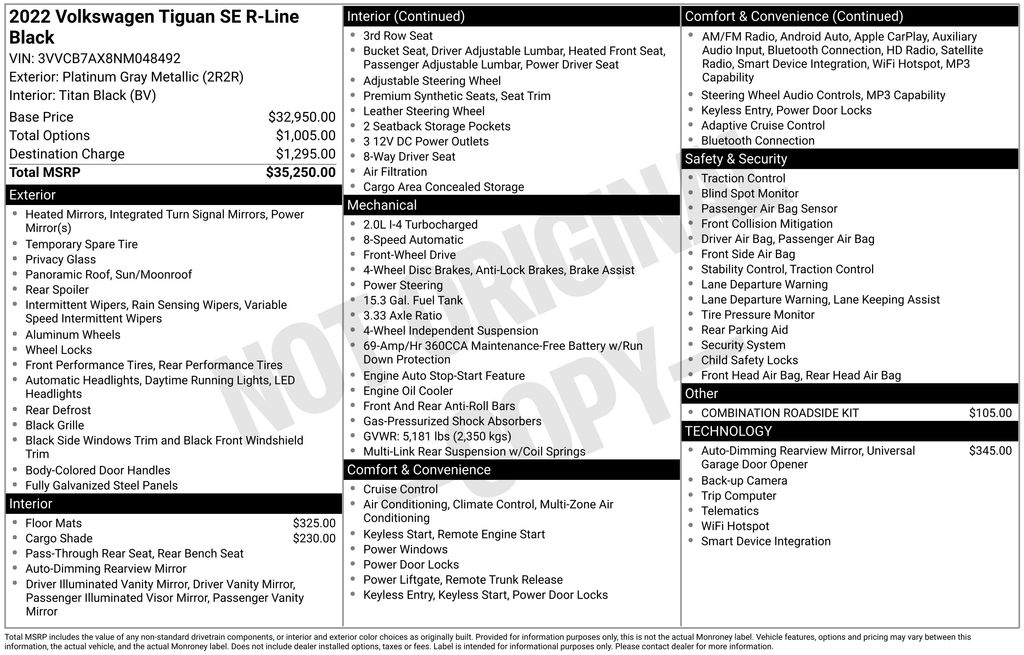used 2022 Volkswagen Tiguan car, priced at $21,200