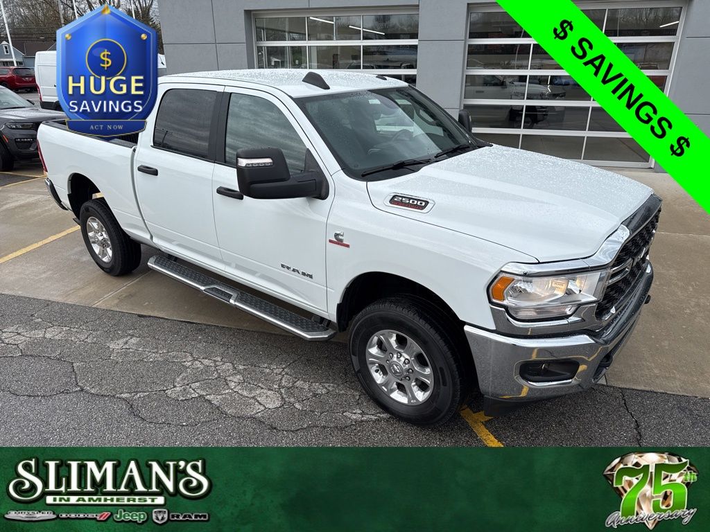Bright White Clearcoat 2024 RAM 2500 Big Horn Crew Cab 4WD Pickup Truck Four-Wheel Drive 6-Speed Automatic
