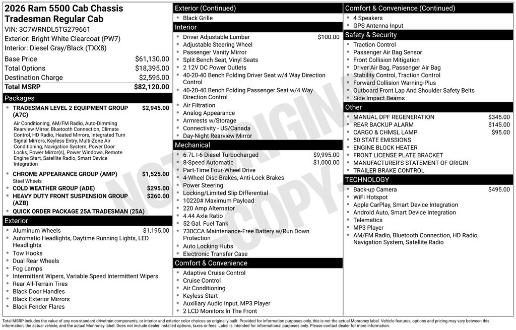 new 2026 Ram 5500HD car, priced at $120,877