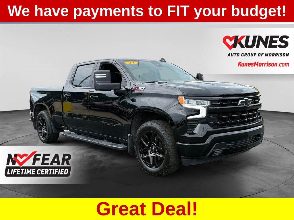 Black 2024 Chevrolet Silverado 1500 Pickup Truck Four-Wheel Drive Automatic
