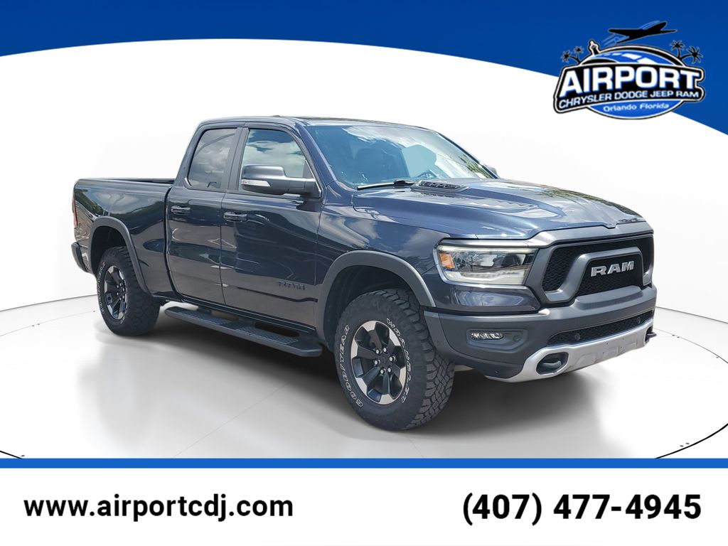 Gray (Maximum Steel Metallic Clearcoat) 2021 RAM 1500 Rebel Quad Cab 4WD Pickup Truck Four-Wheel Drive 8-Speed Automatic
