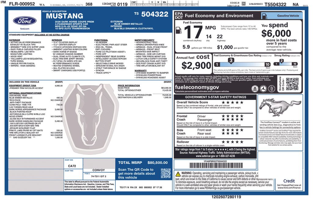 2026 Ford Mustang Dark Horse Fastback