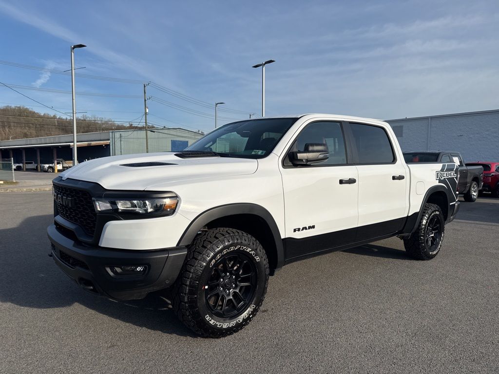 Bright White Clearcoat 2026 RAM 1500 Rebel Crew Cab 4WD Pickup Truck Four-Wheel Drive 8-Speed Automatic