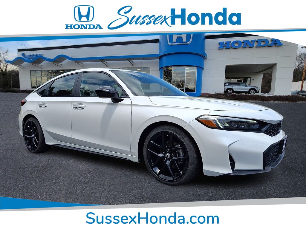 Platinum White Pearl 2026 Honda Civic Hatchback Sport FWD Hatchback Front-Wheel Drive Continuously Variable Transmission