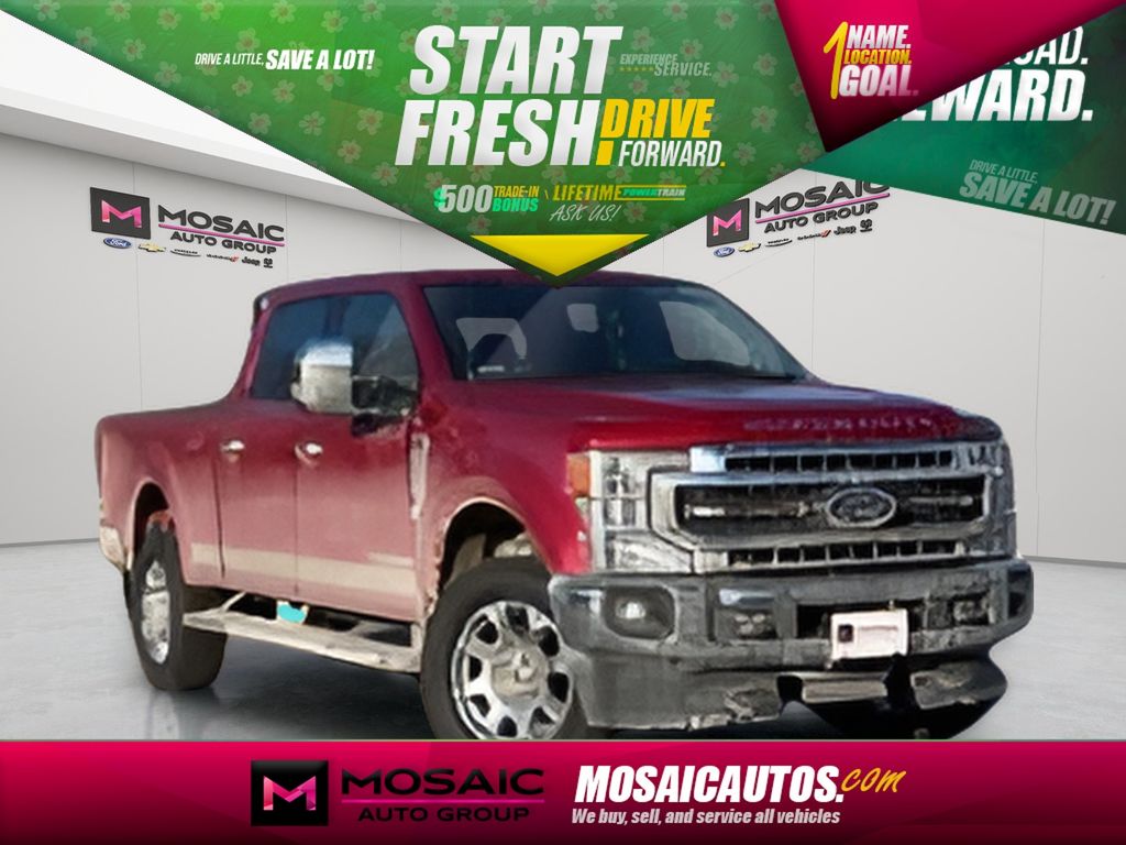 Red 2021 Ford F-350 Super Duty Lariat Crew Cab 4WD Pickup Truck Four-Wheel Drive Automatic