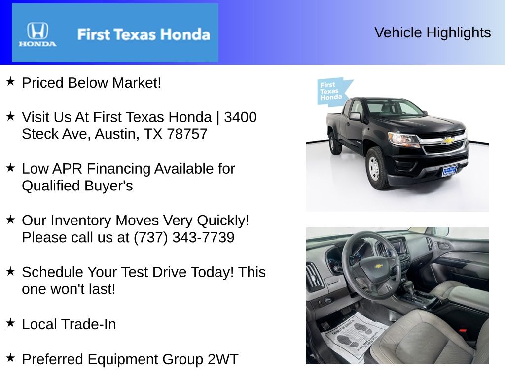 Used Car 2020 Chevrolet Colorado  Work Truck For Sale Under $20,000 In Austin, Texas