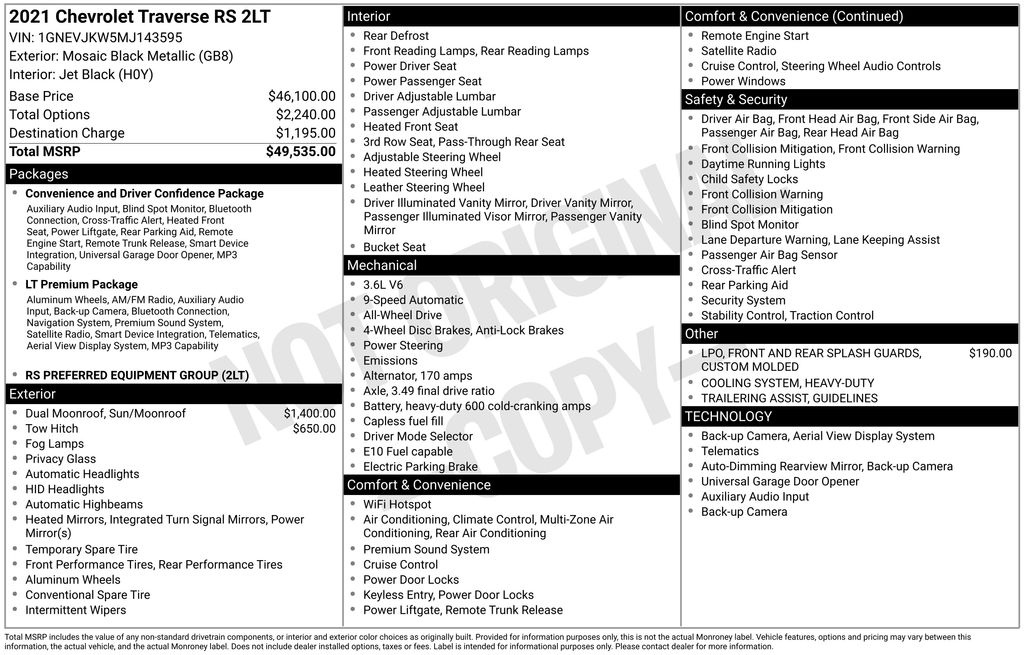 2021 Chevrolet Traverse RS Black at Klick Lewis Buick Chevrolet