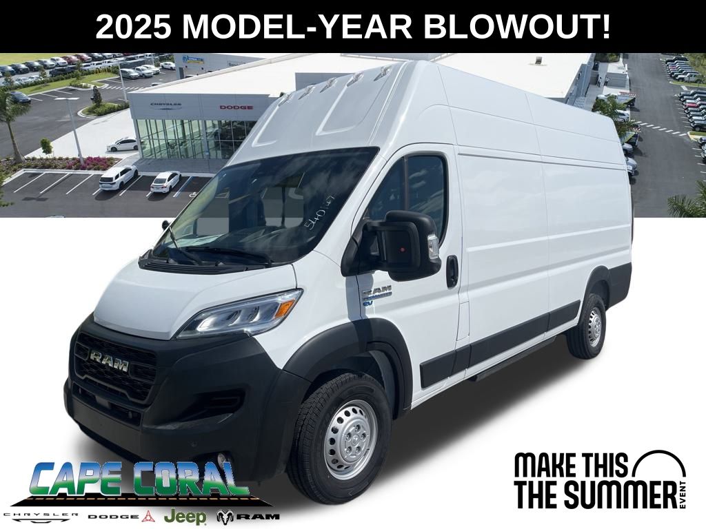 Bright White Clearcoat 2025 RAM ProMaster EV 3500 Delivery 159 Super High Roof Extended Cargo Van FWD Van 1-Speed Automatic