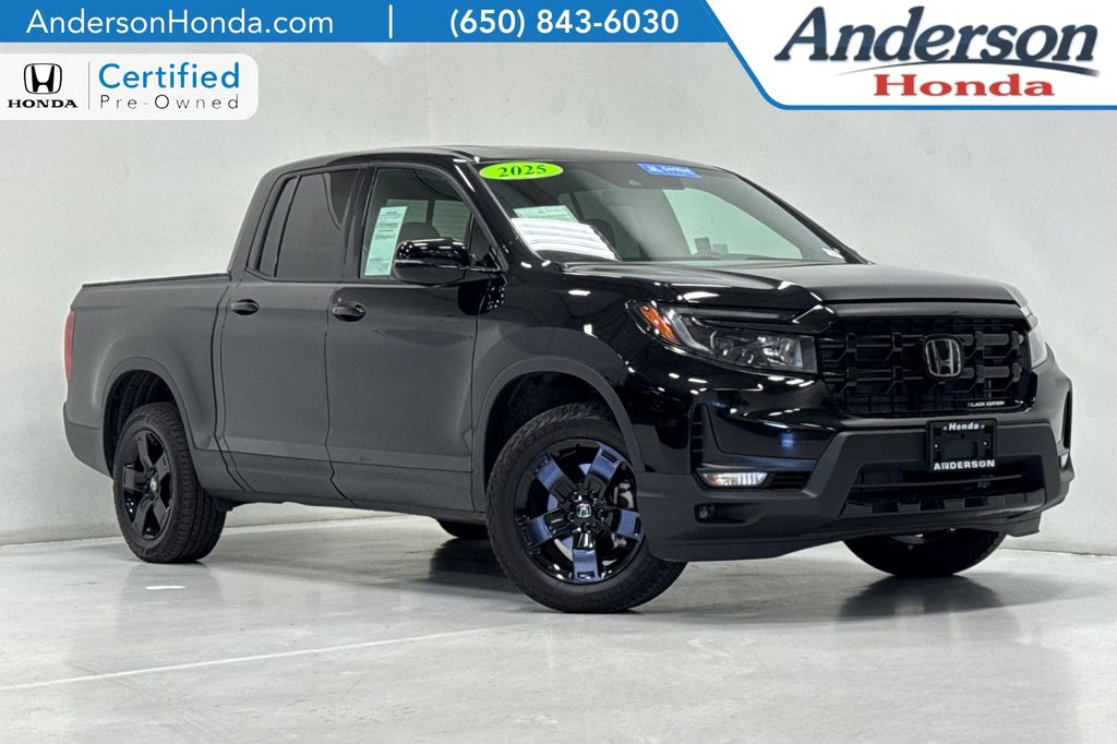 Crystal Black Pearl 2025 Honda Ridgeline Pickup Truck All-Wheel Drive 9-Speed Automatic