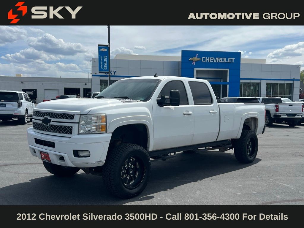 White 2012 Chevrolet Silverado 3500HD LTZ Crew Cab 4WD Pickup Truck Four-Wheel Drive 6-Speed Automatic