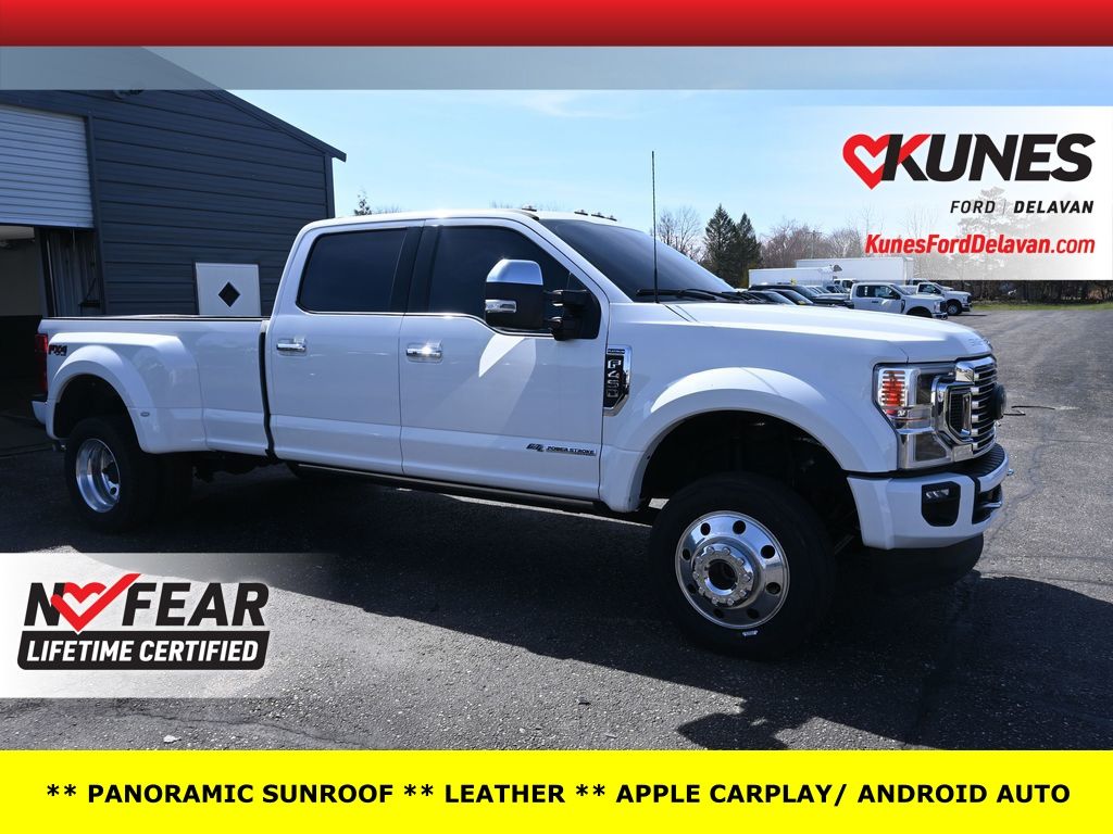 Star White Metallic Tri-Coat 2022 Ford F-450 Super Duty Platinum Crew Cab LB DRW 4WD Pickup Truck Four-Wheel Drive Automatic
