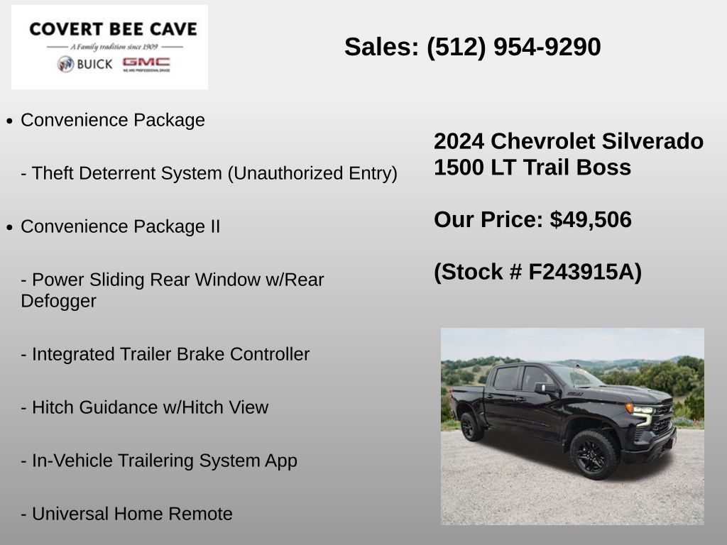 Used Car 2024 Chevrolet Silverado 1500  Lt Trail Boss For Sale Under $50,000 In Austin, Texas
