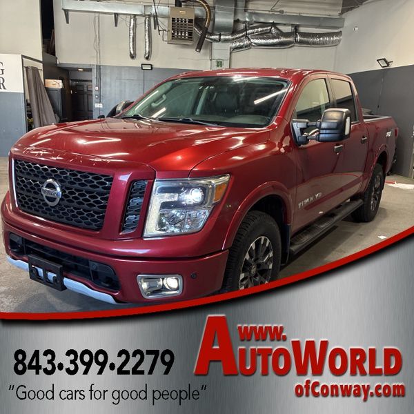 Cayenne Red Metallic 2019 Nissan Titan Pickup Truck Four-Wheel Drive 7-Speed Automatic