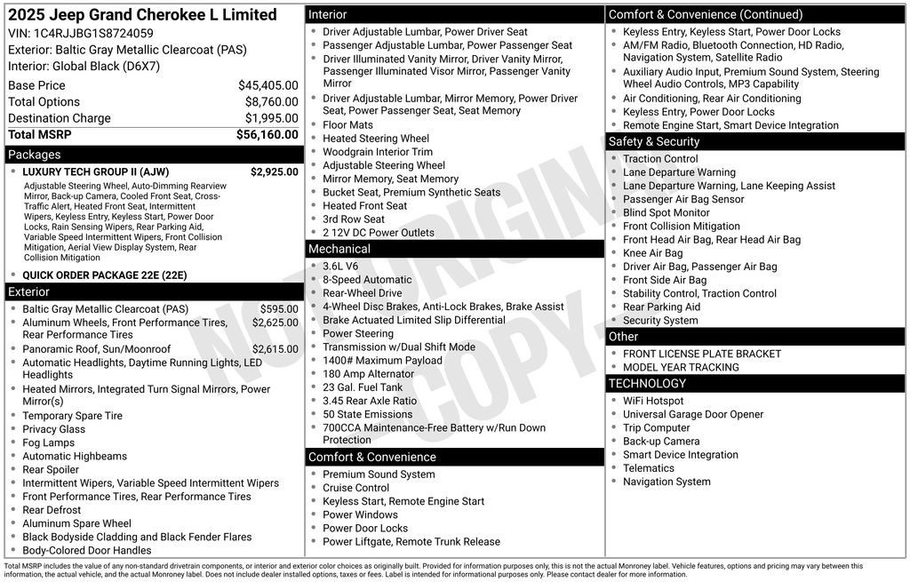 New Car 2025 Jeep Grand Cherokee L  Limited For Sale Under $50,000 In Austin, Texas