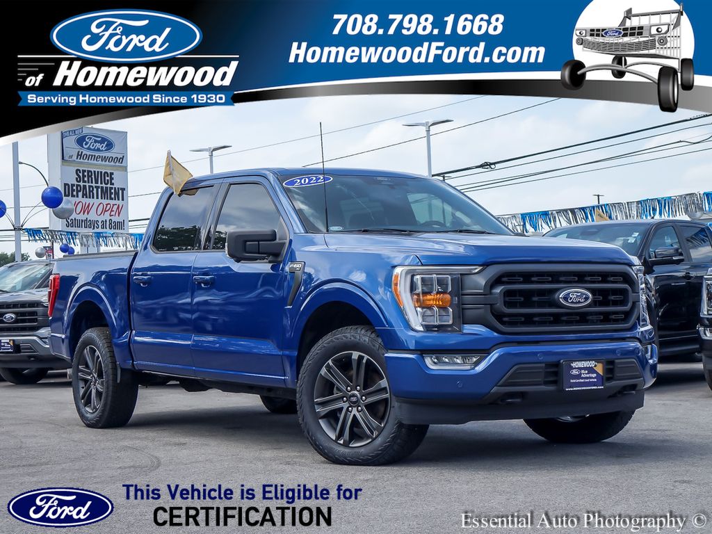 Blue Metallic 2022 Ford F-150 Pickup Truck Four-Wheel Drive Automatic
