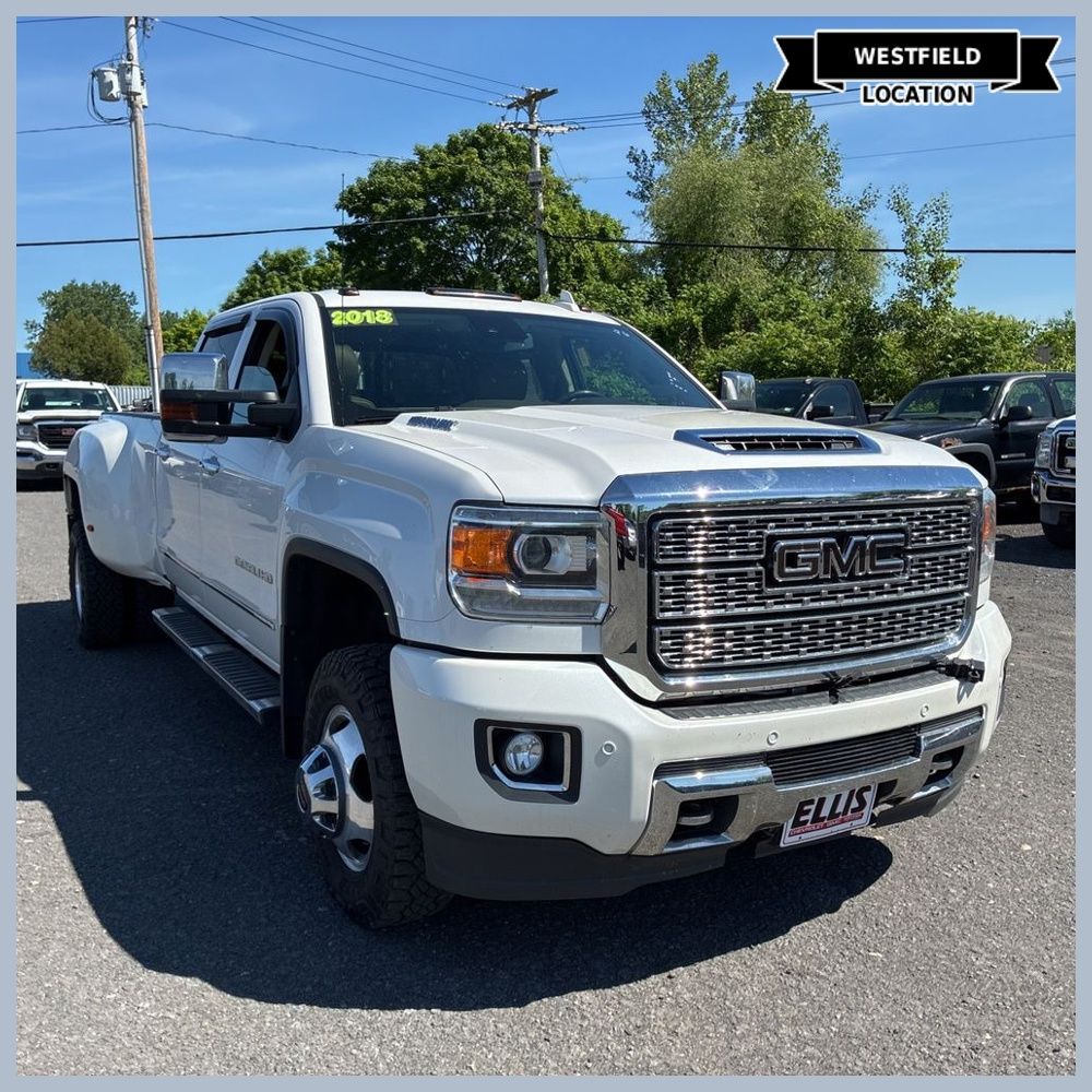 White Frost 2018 GMC Sierra 3500HD Denali Crew Cab LB DRW 4WD Pickup Truck Four-Wheel Drive 6-Speed Automatic