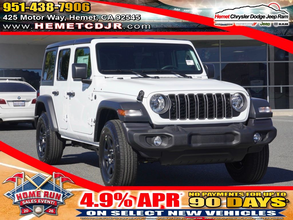 Bright White Clearcoat 2026 Jeep Wrangler Sport 4-Door 4WD SUV / Crossover Four-Wheel Drive 8-Speed Automatic