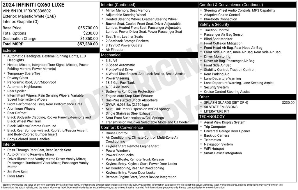 Certified Used 2024 White INFINITI LUXE image 5