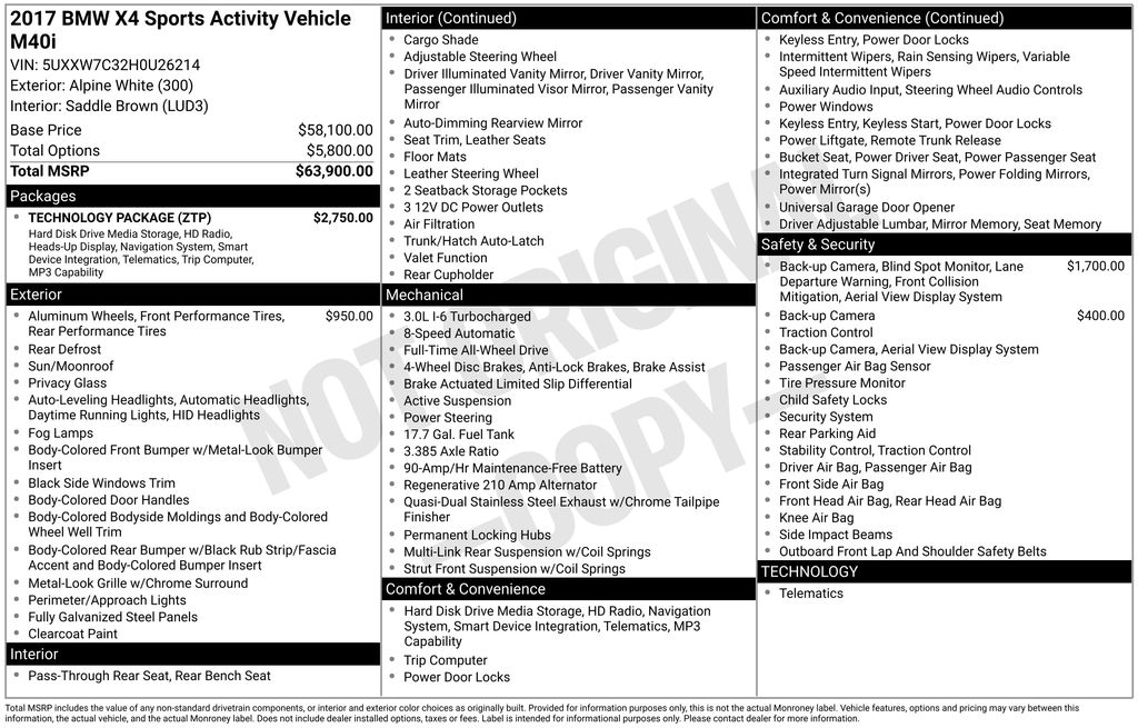 Used Car 2017 Bmw X4  M40i For Sale Under $20,000 In Austin, Texas