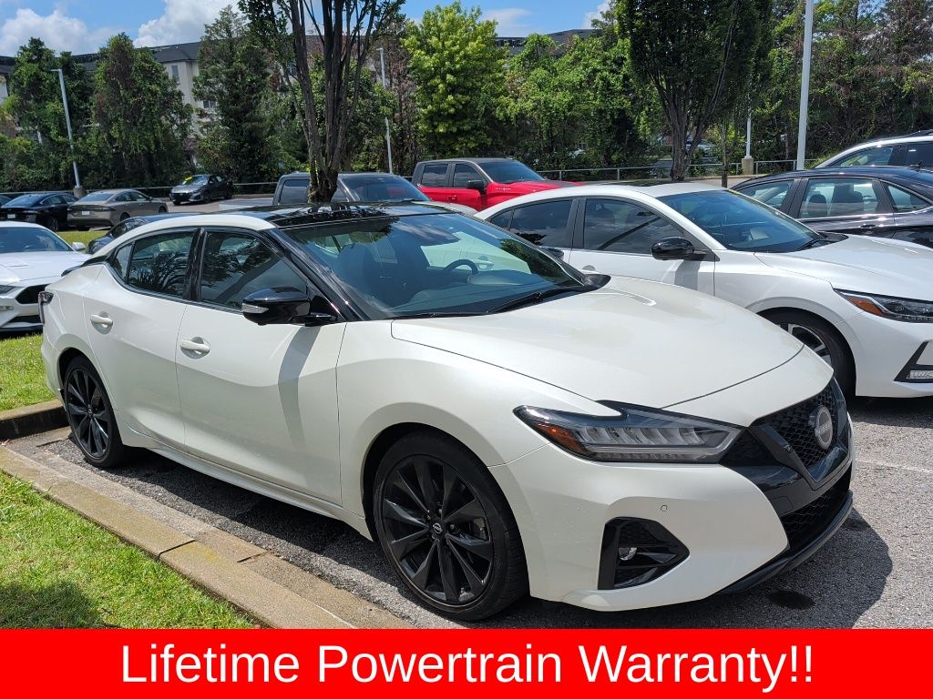 Pearl White 2023 Nissan Maxima Sedan Front-Wheel Drive Continuously Variable Transmission