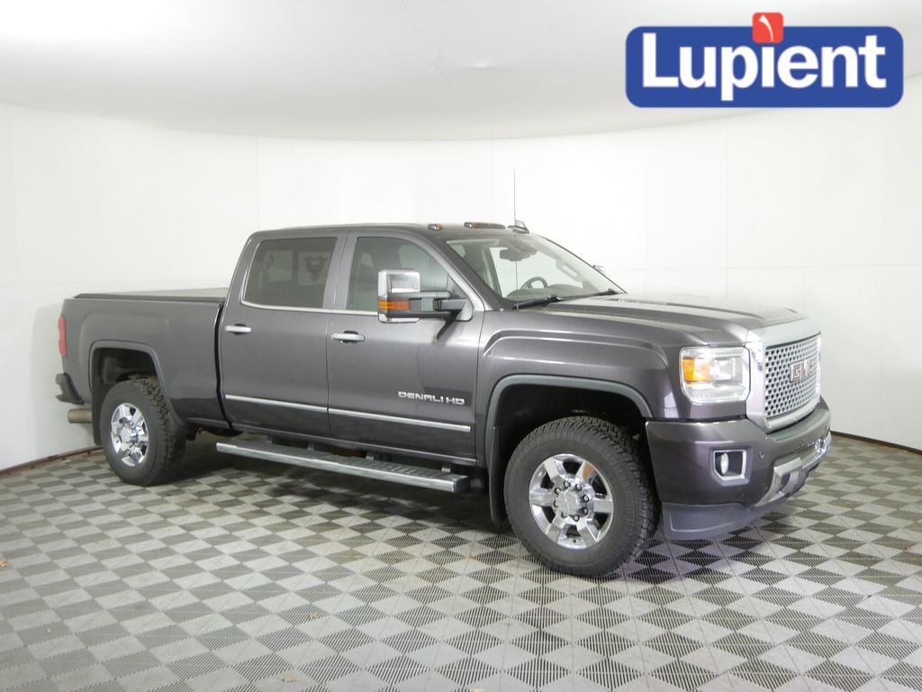Gray (Iridium Metallic) 2015 GMC Sierra 3500HD Denali Crew Cab LB DRW 4WD Pickup Truck Four-Wheel Drive 6-Speed Automatic