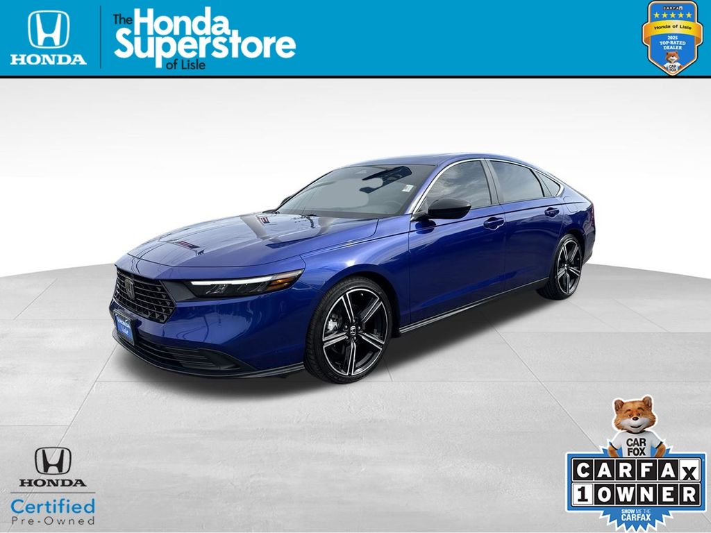 Blue 2024 Honda Accord Hybrid Sedan Front-Wheel Drive Continuously Variable Transmission