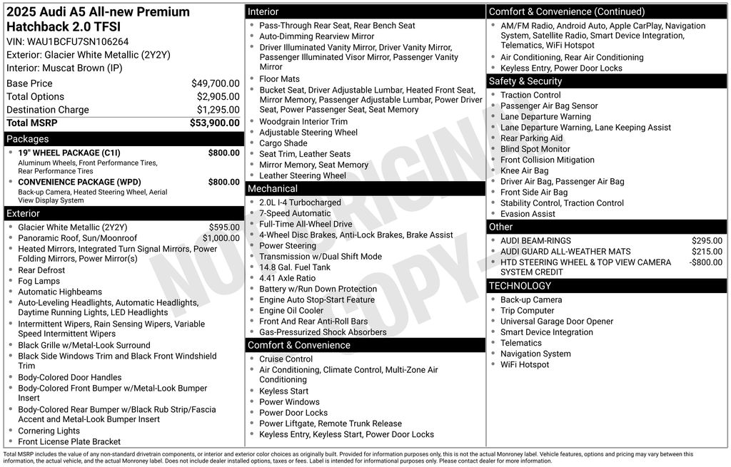 New 2025 White Audi 2.0T Premium image 66
