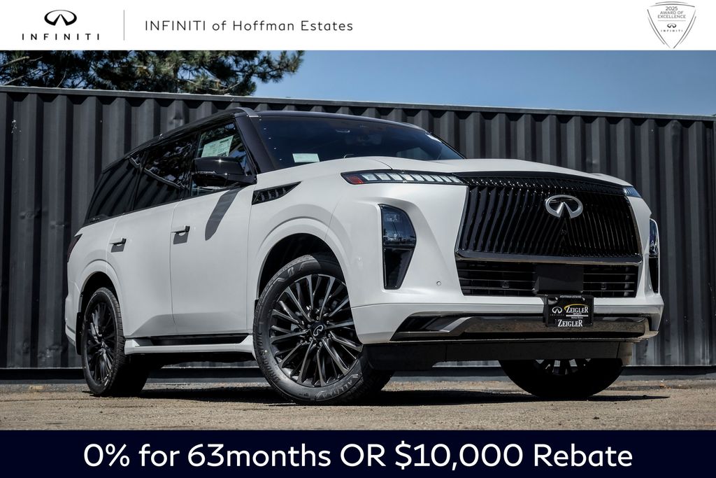 Radiant White/Black Obsidian 2026 INFINITI QX80 SUV / Crossover All-Wheel Drive 9-Speed Automatic