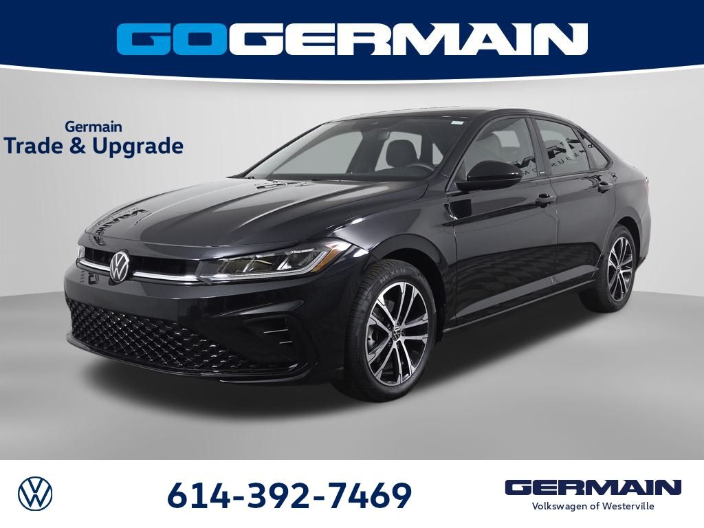 Deep Black 2025 Volkswagen Jetta Sport FWD Sedan Front-Wheel Drive 8-Speed Automatic