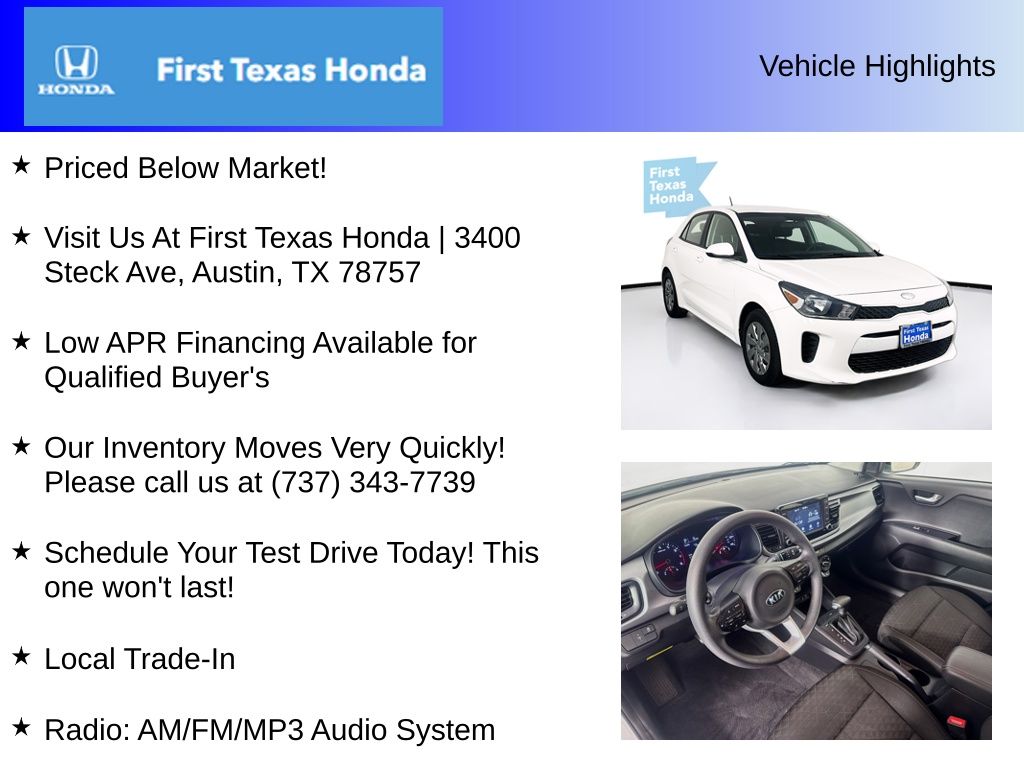 Used Car 2020 Kia Rio  S For Sale Under $15,000 In Austin, Texas