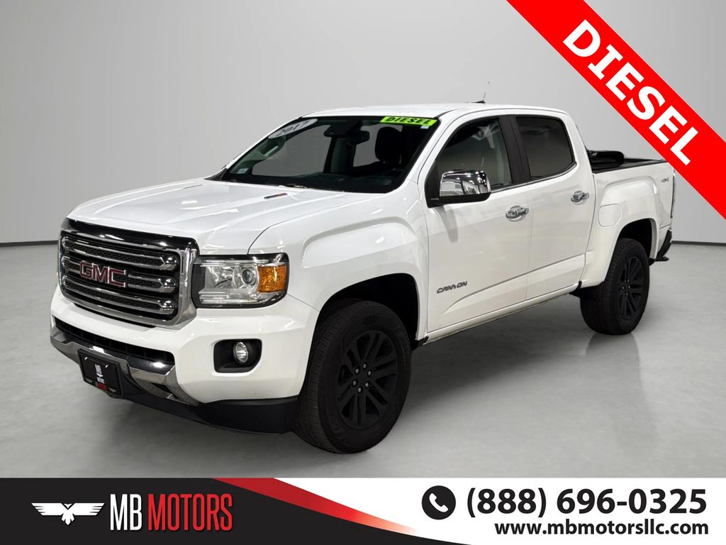 White 2017 GMC Canyon SLT Crew Cab 4WD Pickup Truck Four-Wheel Drive 6-Speed Automatic