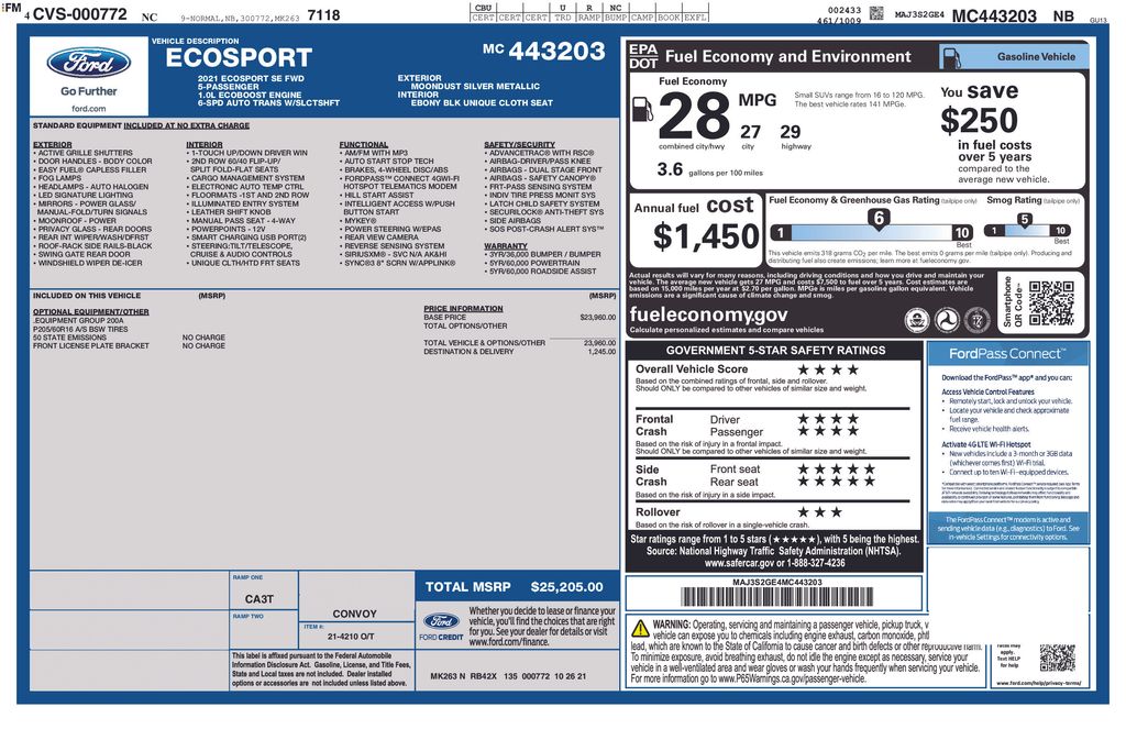Used 2021 Ford EcoSport SUV